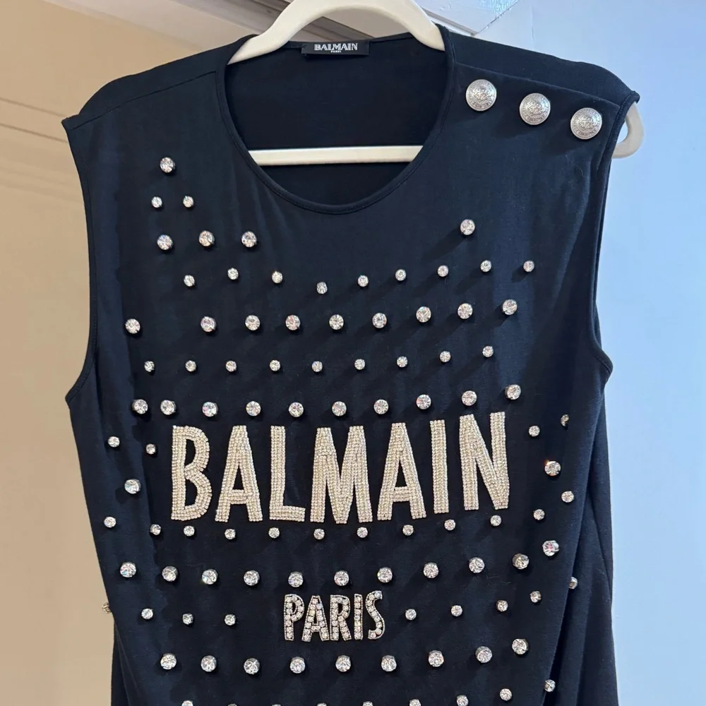 Balmain Paris Crystal embellished black tank - 38 - Picture 4 of 11